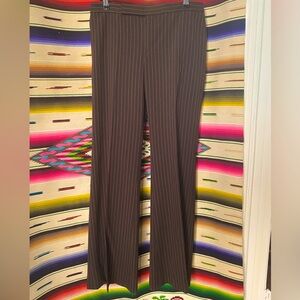 SOLD!! VINTAGE Y2K PENTA BROWN AND TAN PIN STRIPE FLARED TROUSERS